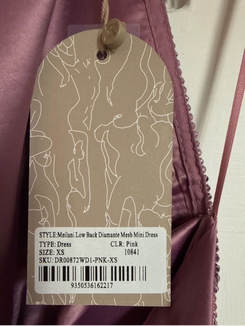 Meshki Meilani Low Back Diamanté Mesh Dress pink - Picture 3 of 5